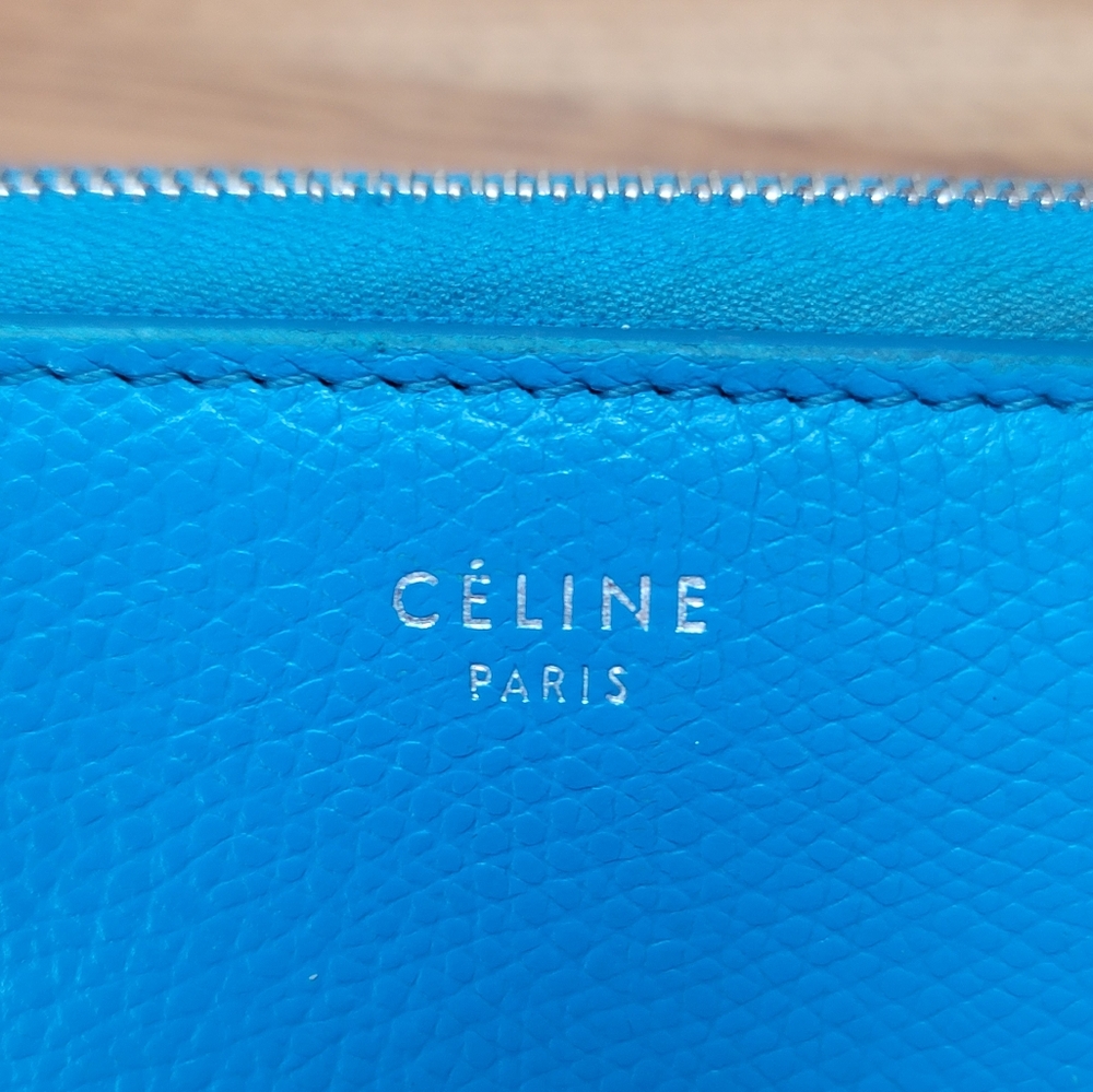 Celine Blue Leather Zippy Wallet - Picture 3 of 11